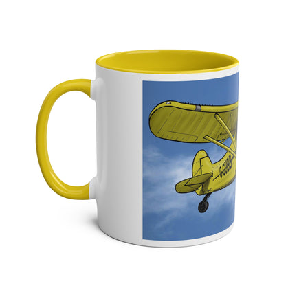 Super Yellow Cub Two-Tone Coffee Mugs, 11oz - Funky Aviation