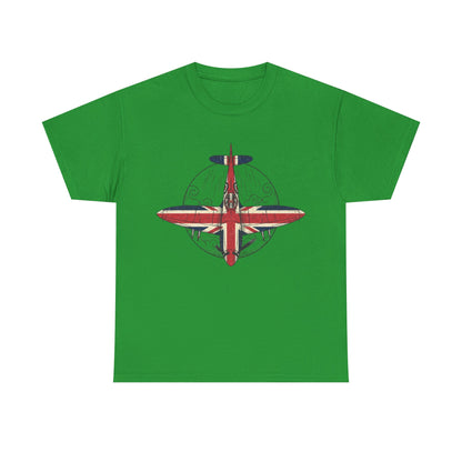 Vintage British Spitfire T-Shirt — Union Jack Warplane Graphic Tee
