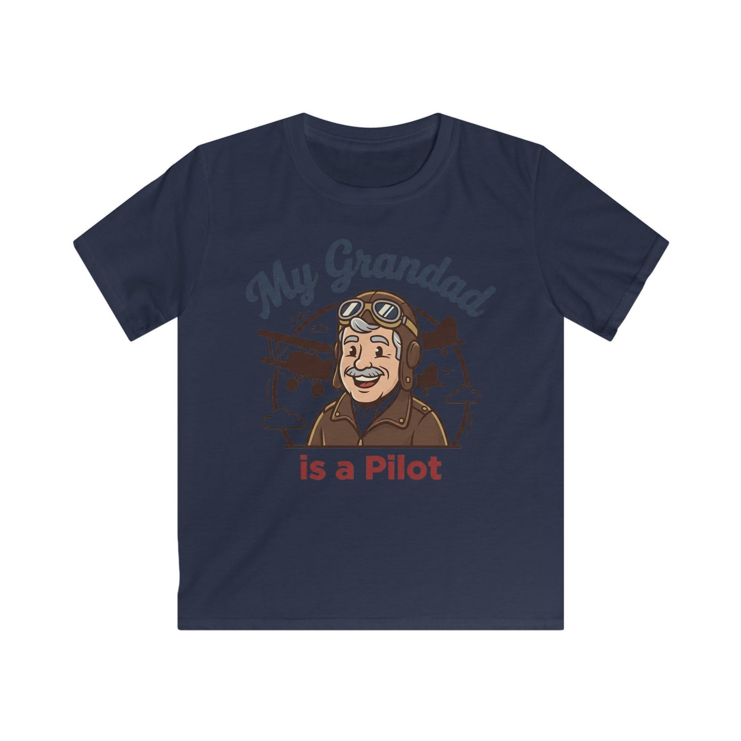 Kids Tee — "My Grandad Is a Pilot" Vintage Aviator T‑Shirt for Grandchildren