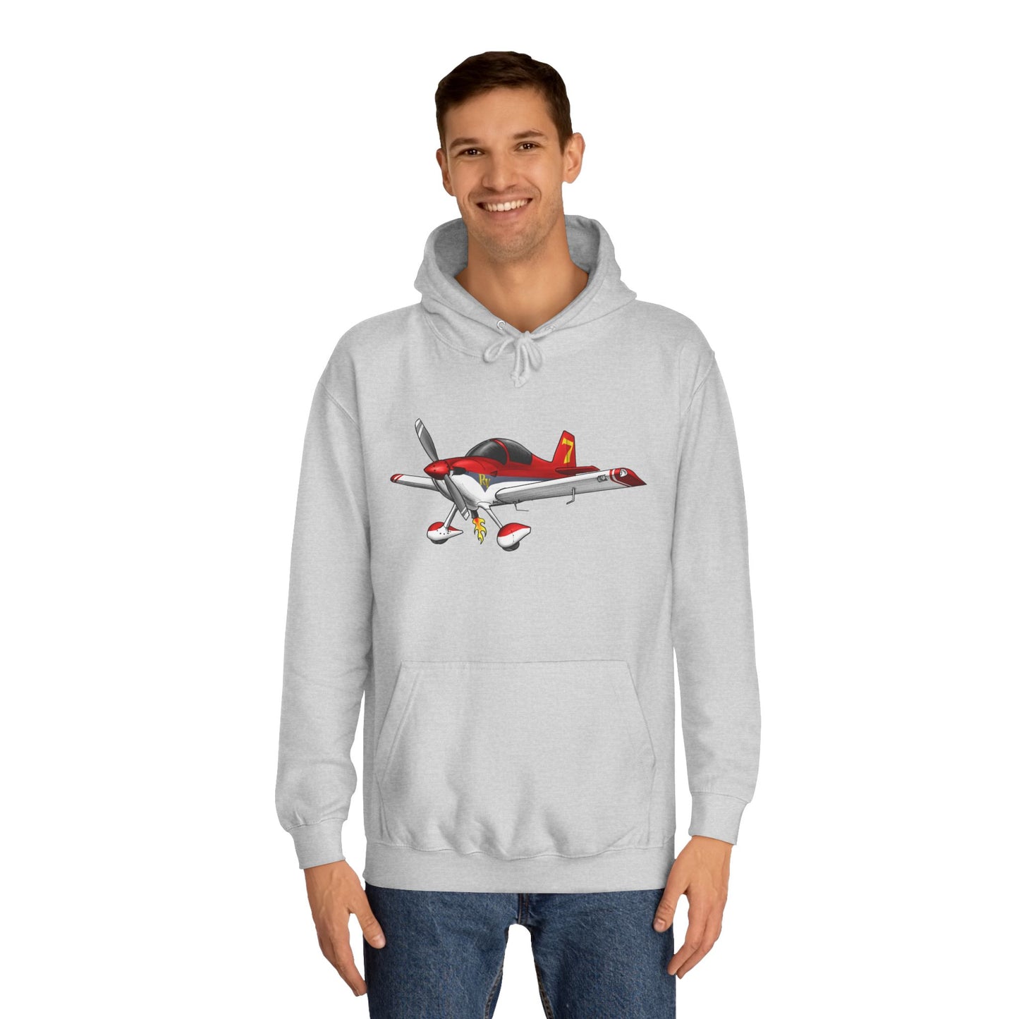 RV7 Aviation Hoodie — Small Red Aerobatic Aircraft Graphic