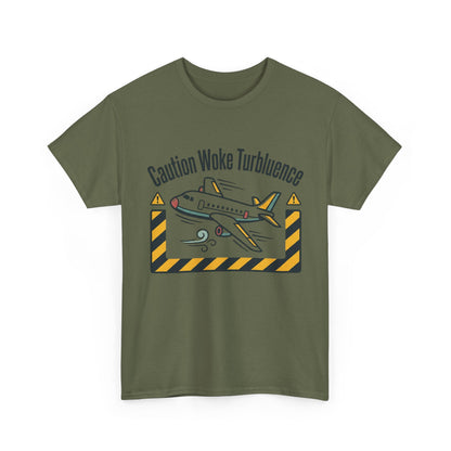 Caution Woke Turbulence Tee — Funny Travel Shirt for Aviation Fans