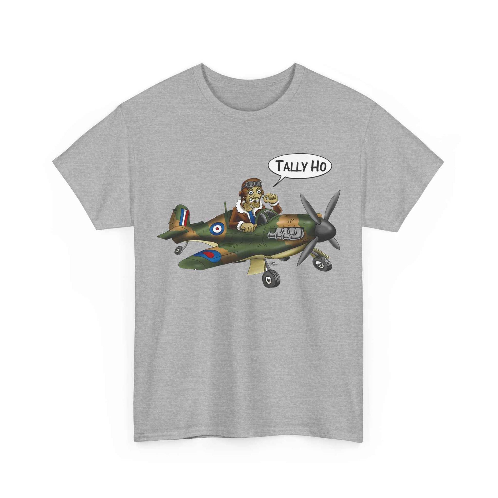 Tally Ho Spitfire Tee — Retro WWII Pilot Plane Graphic T-Shirt