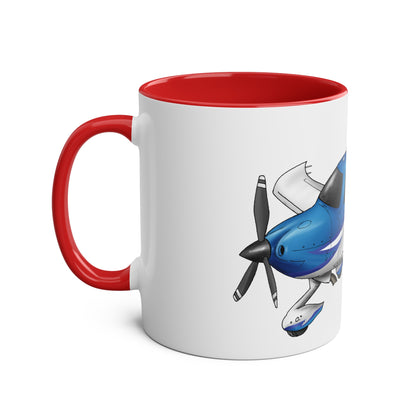 Cirrus Aircraft Hand drawn art Two-Tone Coffee Mugs, 11oz - Funky Aviation
