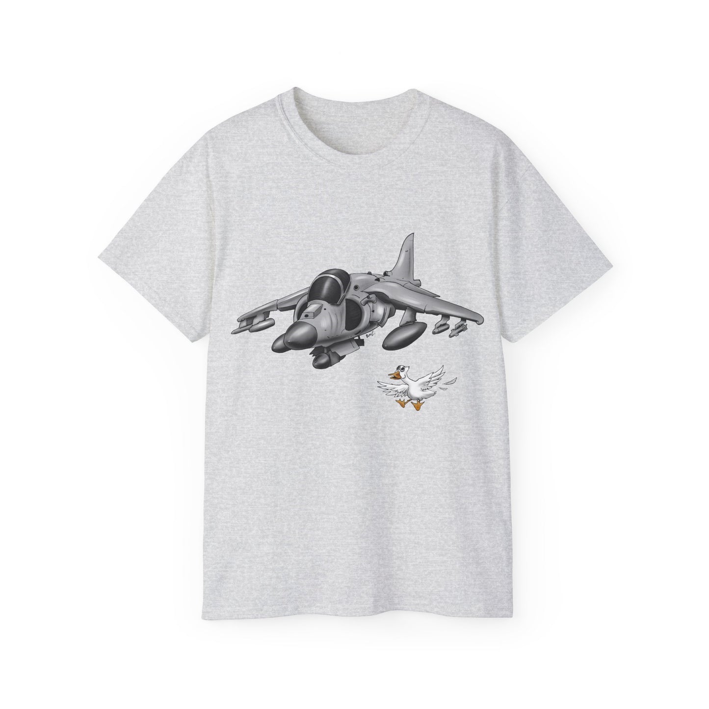 Harrier Hand drawn Cartoon for Flight Enthusiast T-Shirt, Airplane Graphic Tee, Unique Gift for Pilots, Aviation Fan Apparel