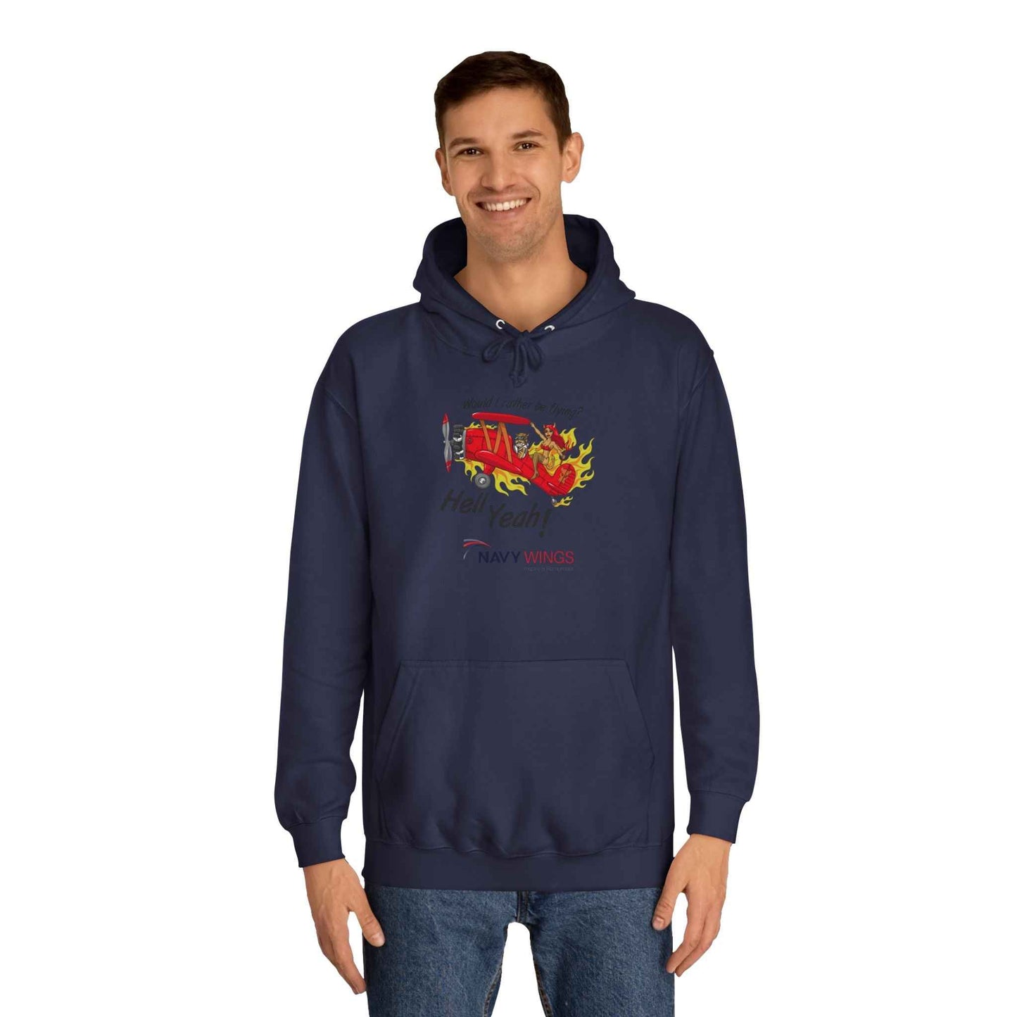 Vintage Red Airplane Hoodie — "Hell Yeah!" Graphic College Pullover