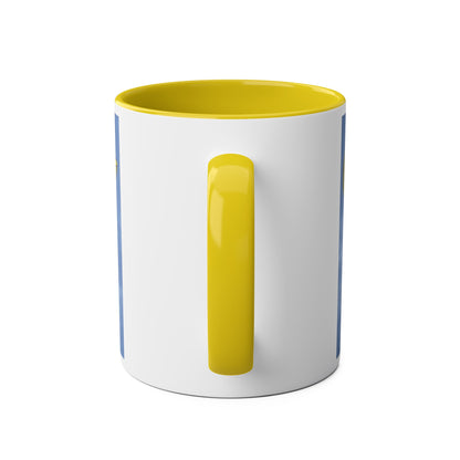 Super Yellow Cub Two-Tone Coffee Mugs, 11oz - Funky Aviation