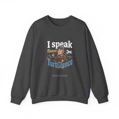 Aviation Crewneck Sweatshirt – "Fluent Turbulence" Vintage Pilot Graphic