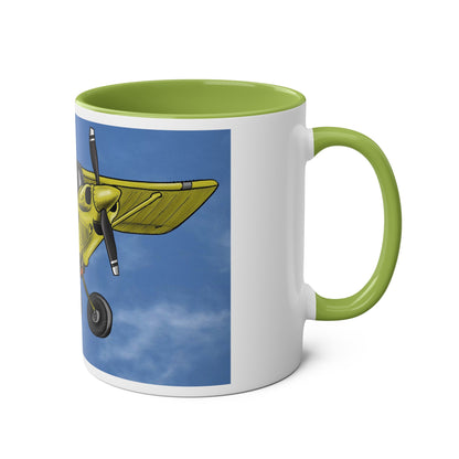 Super Yellow Cub Two-Tone Coffee Mugs, 11oz - Funky Aviation