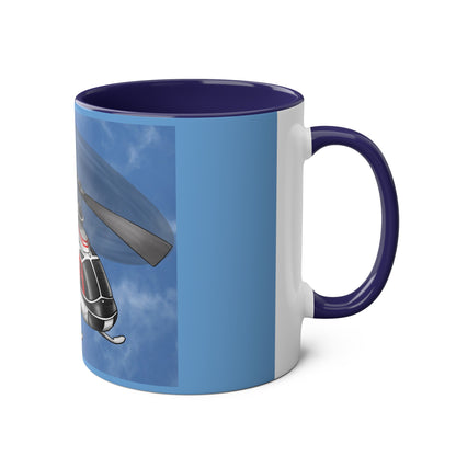 Bell Jet Ranger Helicopter Two-Tone Coffee Mugs, 11oz - Funky Aviation