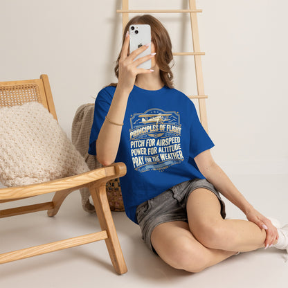 Aviator Principles T‑Shirt — "Principles of Flight: Pitch for Airspeed, Power for Altitude, Pray for the Weather"