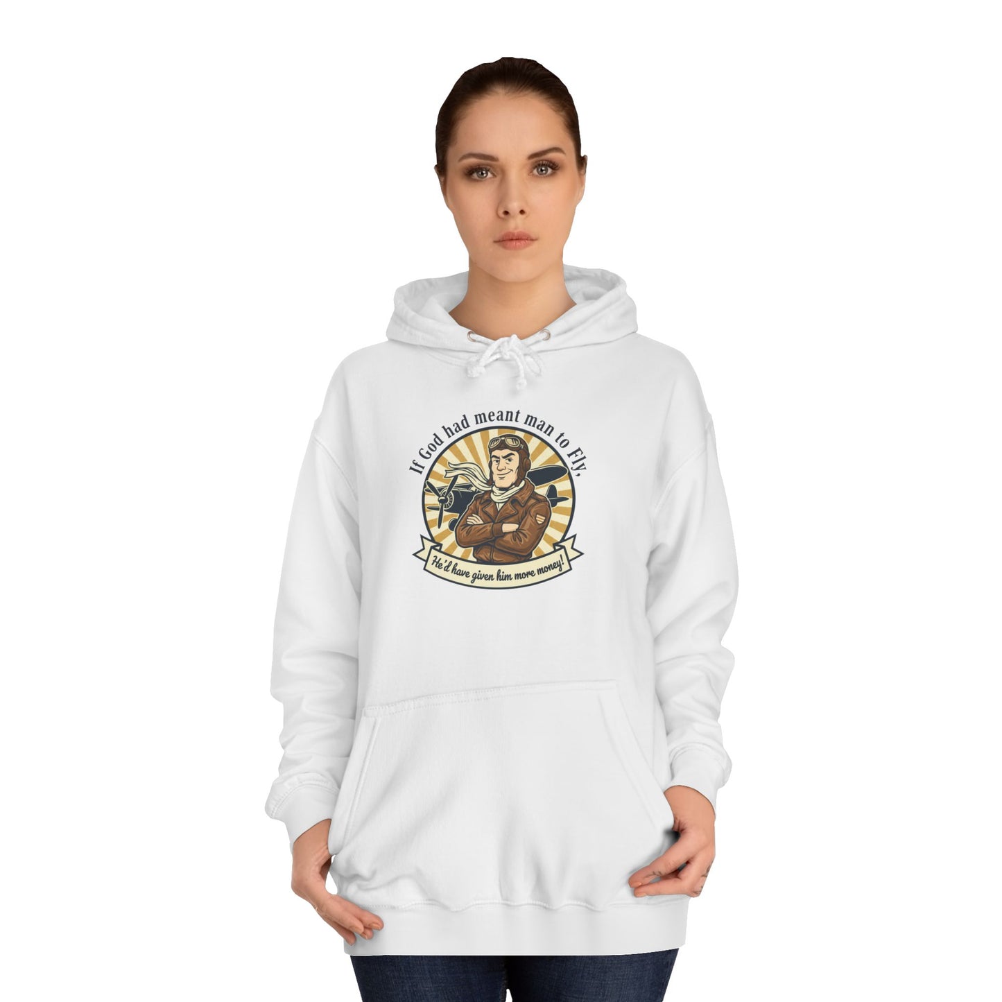Aviator Retro College Hoodie — “I’ll Save You From The Storm” Vintage Pilot Graphic