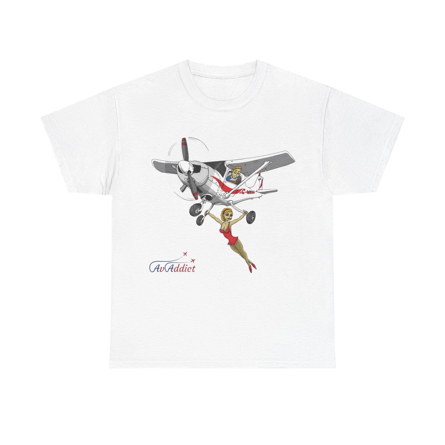 Cotton Tee Cessna Trapeze Artist Cartoon Print
