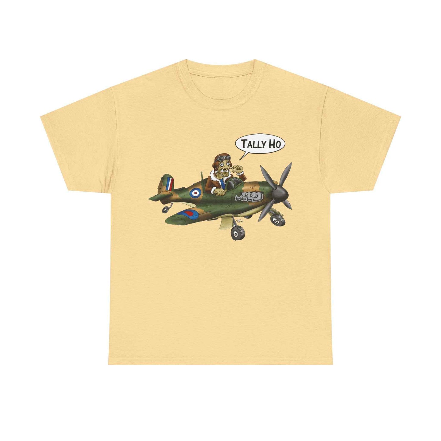 Tally Ho Spitfire Tee — Retro WWII Pilot Plane Graphic T-Shirt