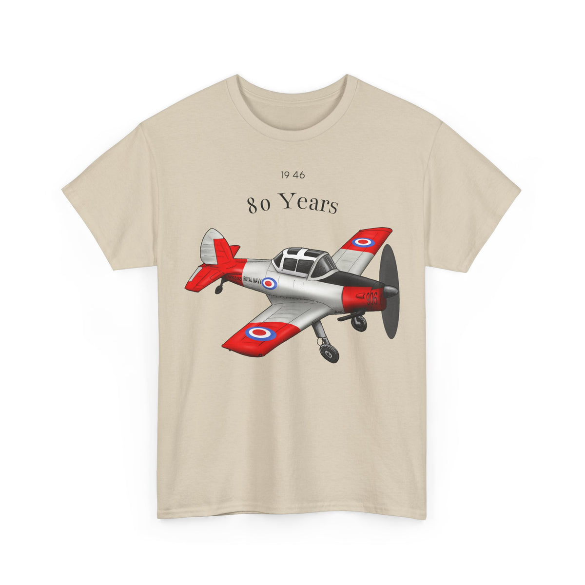 Chipmunk Vintage Airplane Tee — "80 Years" Commemorative Aviation Shirt