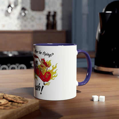 Would I Rather be Flying ? Hell Yeah ! Two-Tone Coffee Mugs, 11oz - Funky Aviation