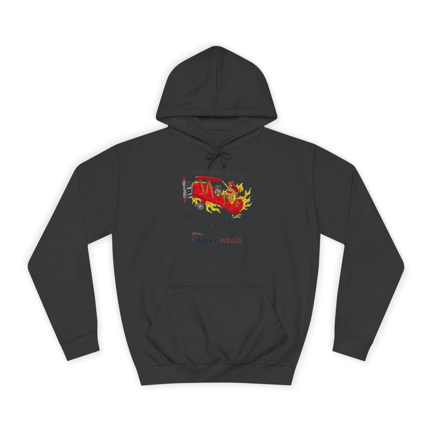 Vintage Red Airplane Hoodie — "Hell Yeah!" Graphic College Pullover