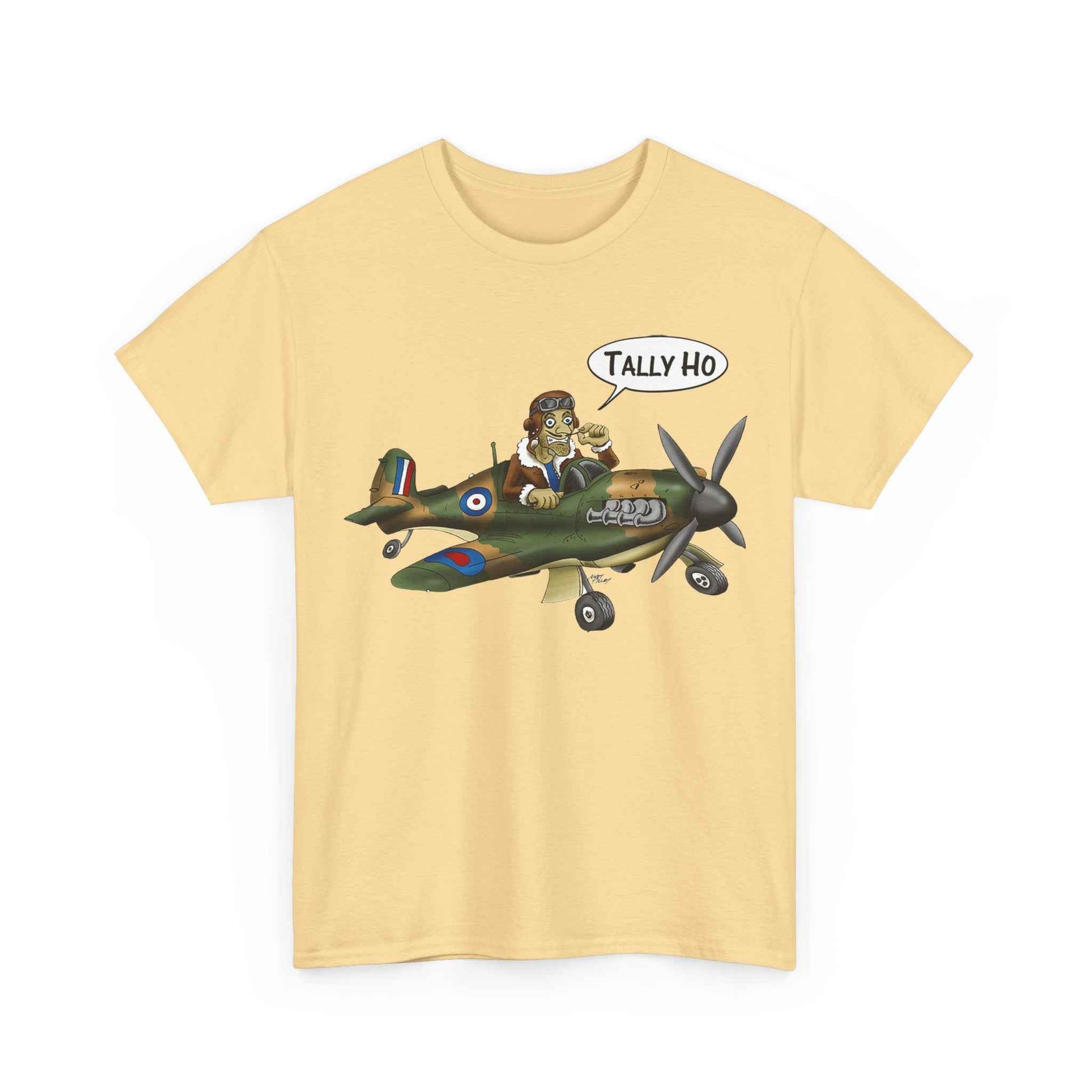 Tally Ho Spitfire Tee — Retro WWII Pilot Plane Graphic T-Shirt