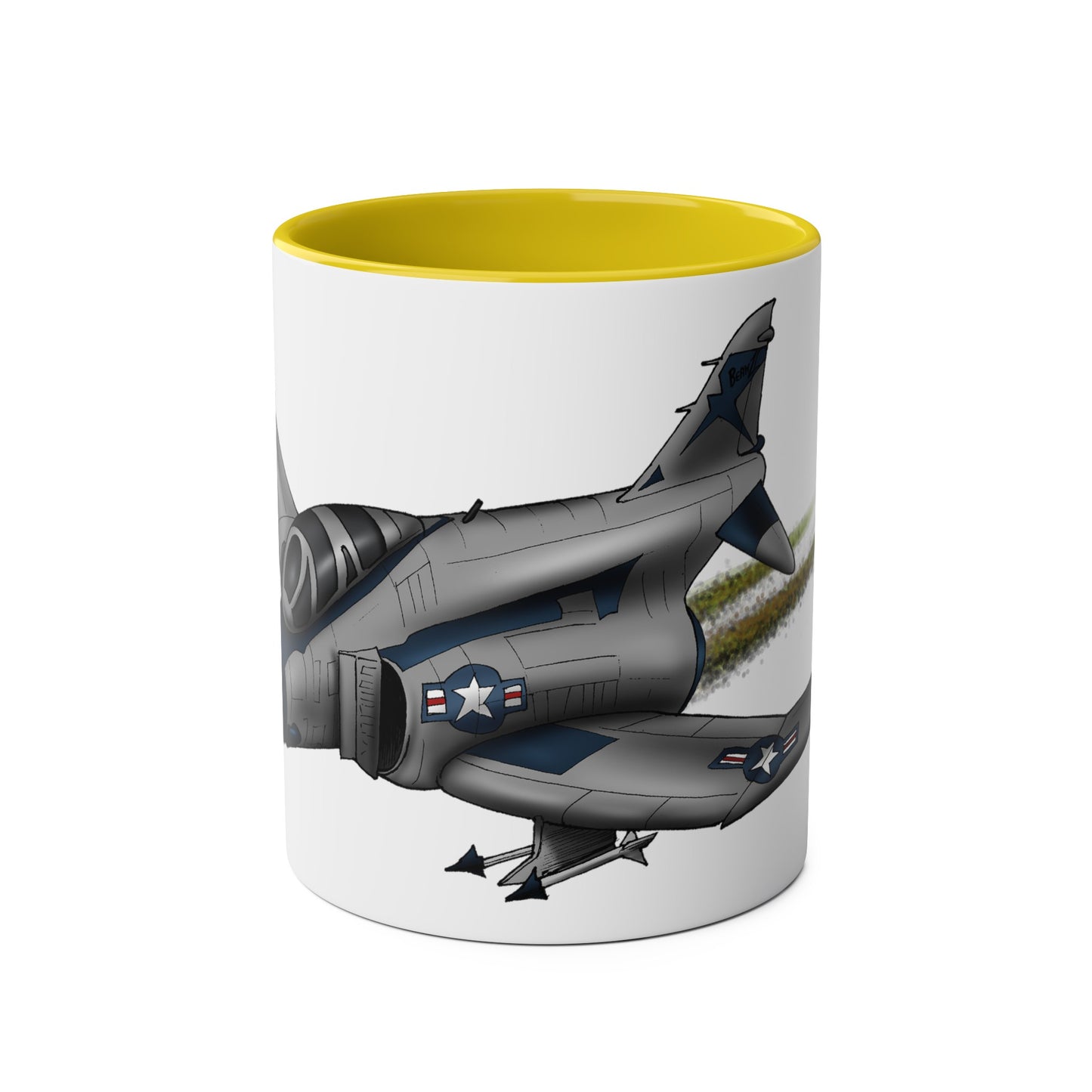 Phantom Fighter Jet Two-Tone Coffee Mugs, 11oz