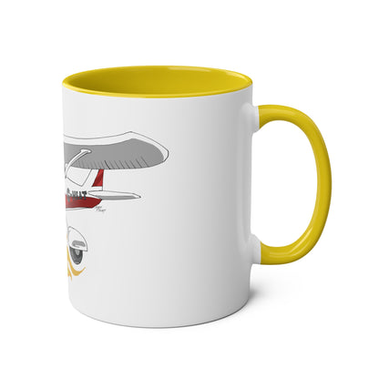 Cessna Bird Fryer Two-Tone Coffee Mugs, 11oz - Funky Aviation
