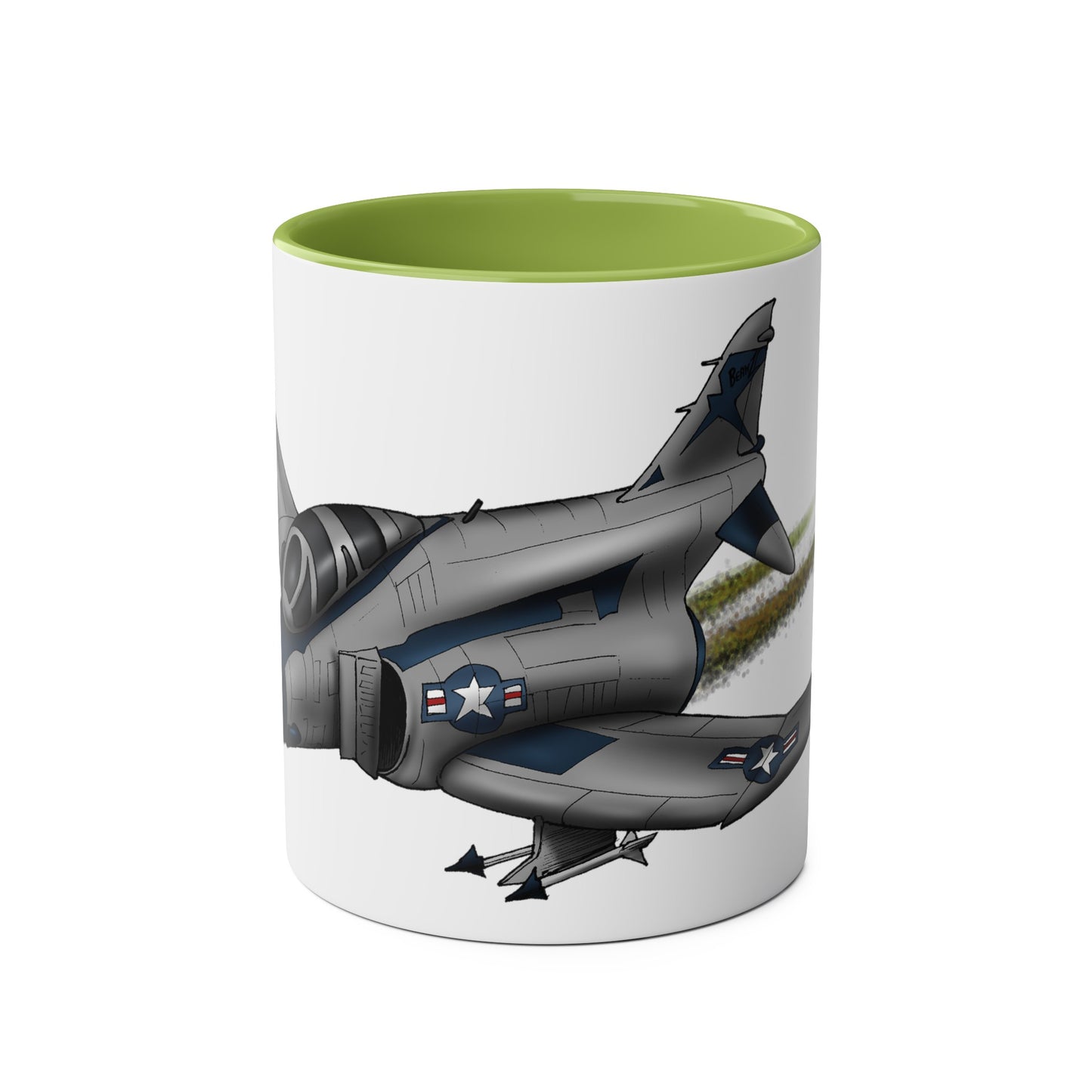 Phantom Fighter Jet Two-Tone Coffee Mugs, 11oz