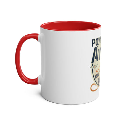 Aviator Coffee Mug — "Powered by AvGas and Bad Decisions" 11oz Two-Tone