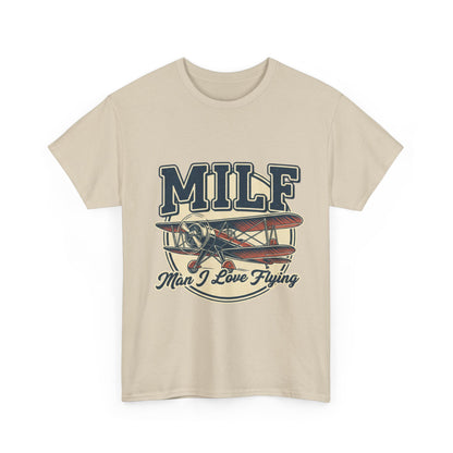 T-Shirt — "MILF: Man I Love Flying" Vintage Airplane Graphic Tee