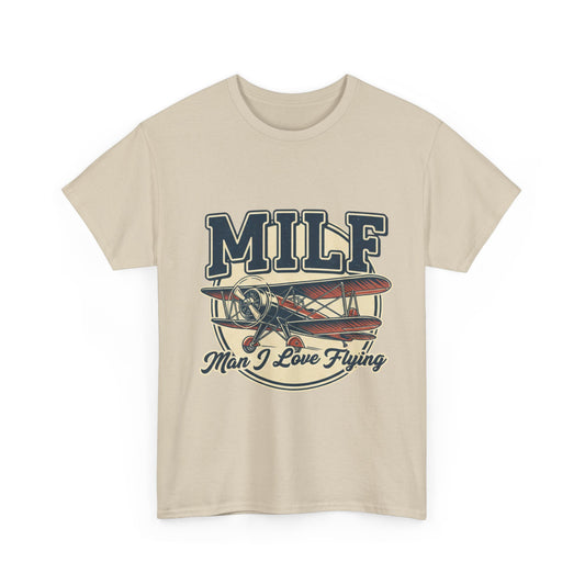 T-Shirt — "MILF: Man I Love Flying" Vintage Airplane Graphic Tee