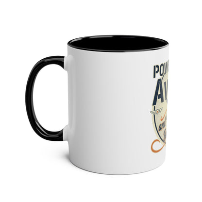 Aviator Coffee Mug — "Powered by AvGas and Bad Decisions" 11oz Two-Tone