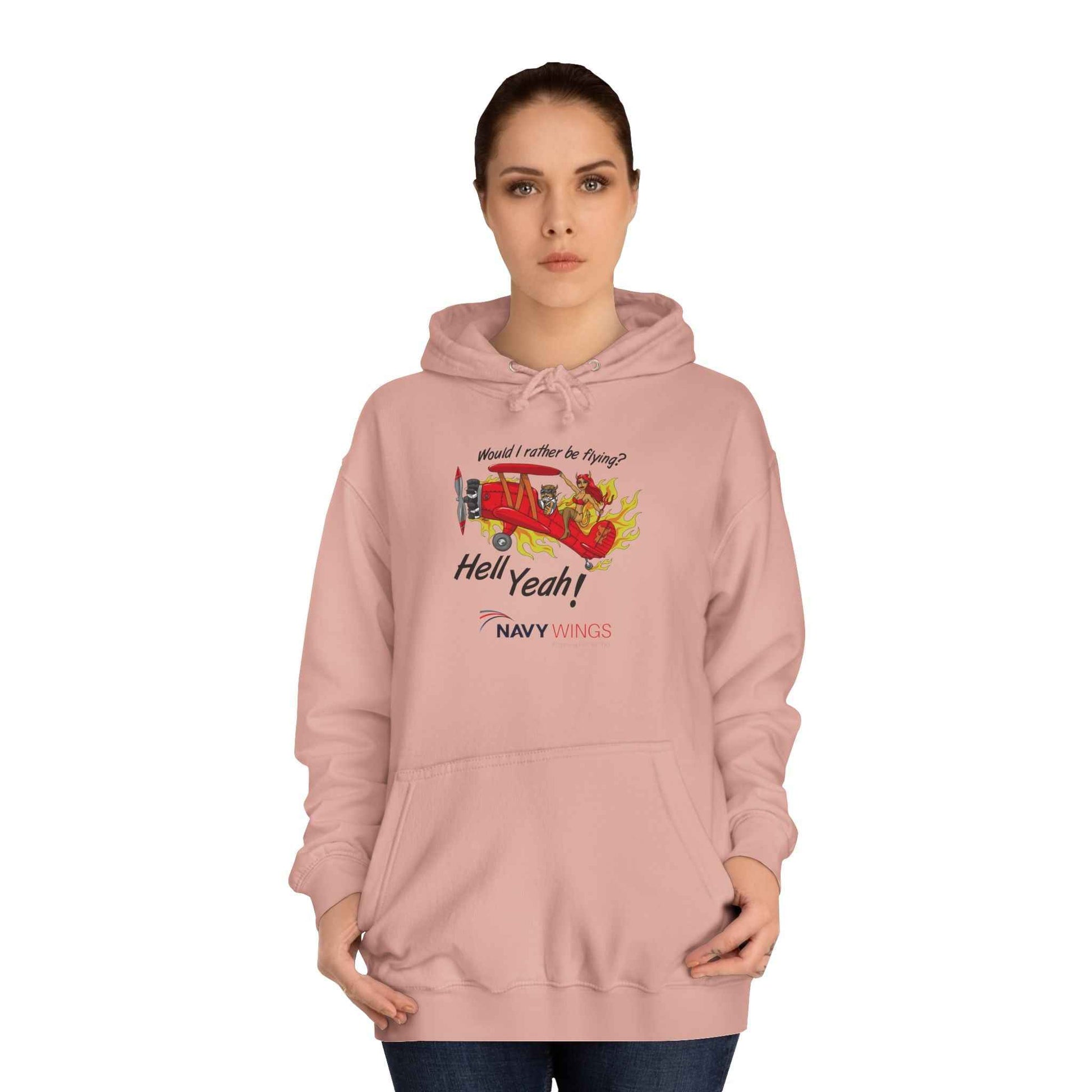 Vintage Red Airplane Hoodie — "Hell Yeah!" Graphic College Pullover