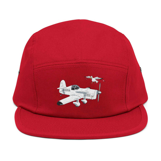 Vintage Mew Gull Aviation 5-Panel Cap — Minimalist Embroidered Pilot Hat
