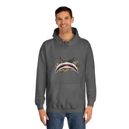 Sharks Teeth Nose Art Distressed Design Unisex College Hoodie - Funky Aviation