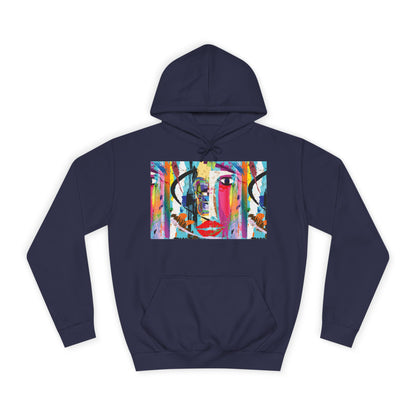 Abstract Colorful Face Hoodie — Vibrant Pop Art Graphic Pullover