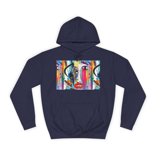 Abstract Colorful Face Hoodie — Vibrant Pop Art Graphic Pullover