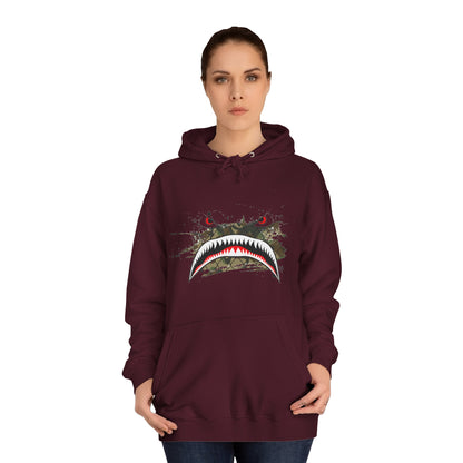 Sharks Teeth Nose Art Distressed Design Unisex College Hoodie - Funky Aviation