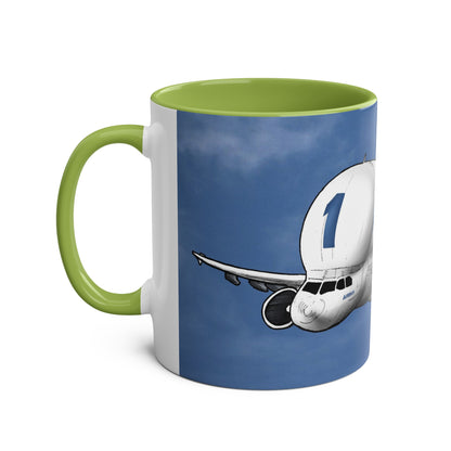 Beluga Airbus Cartoon Two-Tone Coffee Mugs, 11oz - Funky Aviation