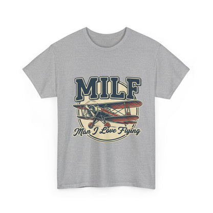 T-Shirt — "MILF: Man I Love Flying" Vintage Airplane Graphic Tee