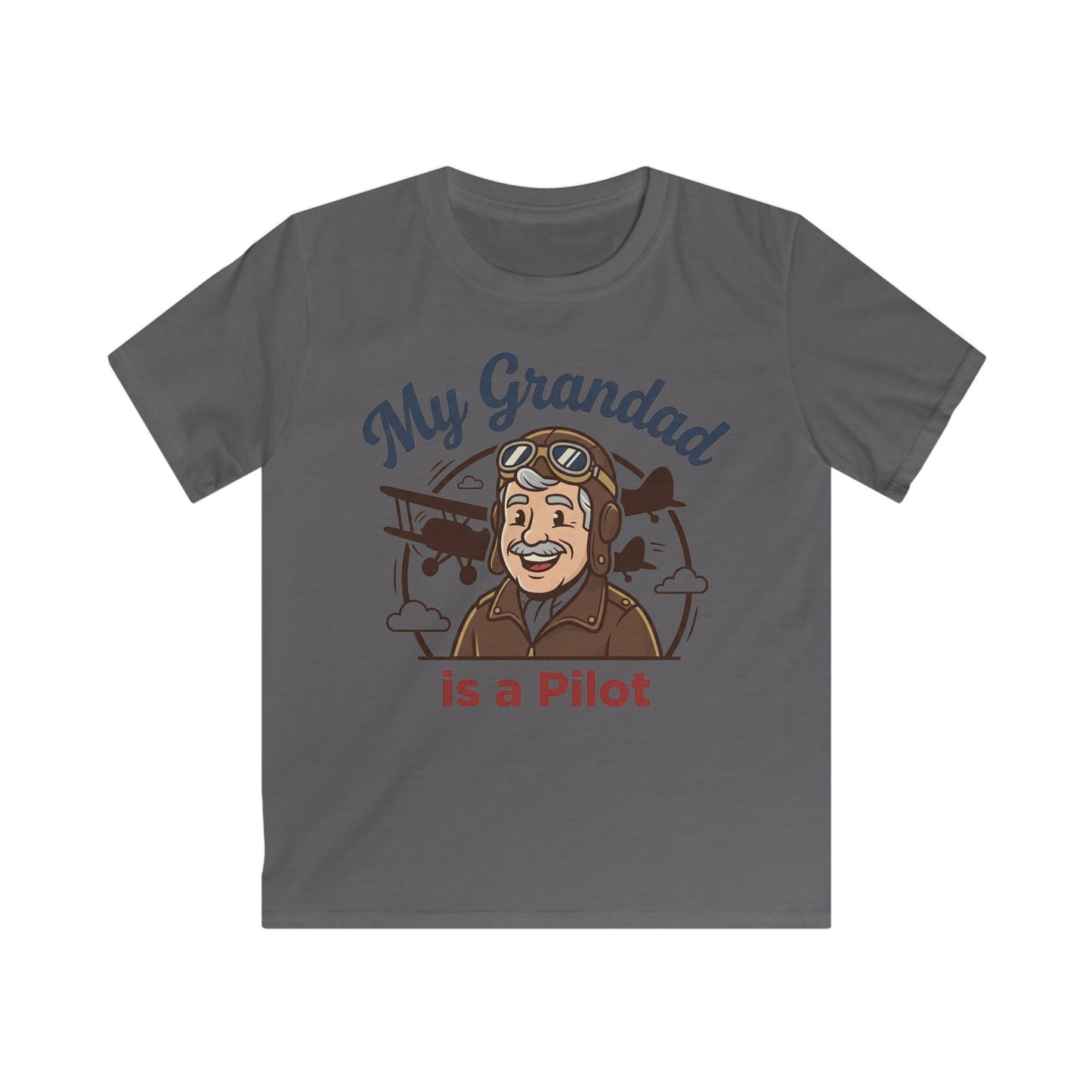 Kids Tee — "My Grandad Is a Pilot" Vintage Aviator T‑Shirt for Grandchildren