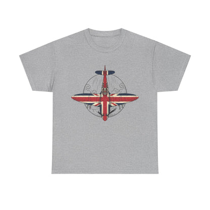 Vintage British Spitfire T-Shirt — Union Jack Warplane Graphic Tee