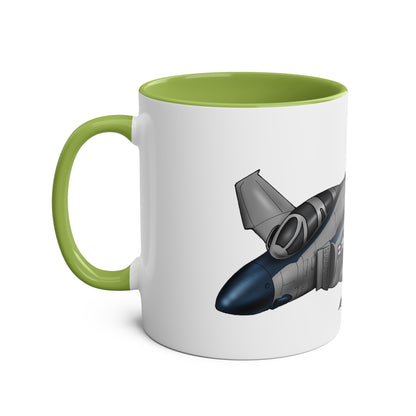 Phantom Fighter Jet Two-Tone Coffee Mugs, 11oz - Funky Aviation