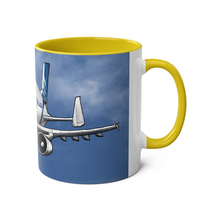 Beluga Airbus Cartoon Two-Tone Coffee Mugs, 11oz - Funky Aviation