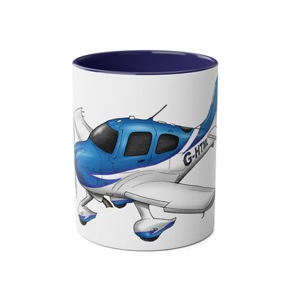 Cirrus Aircraft Hand drawn art Two-Tone Coffee Mugs, 11oz - Funky Aviation