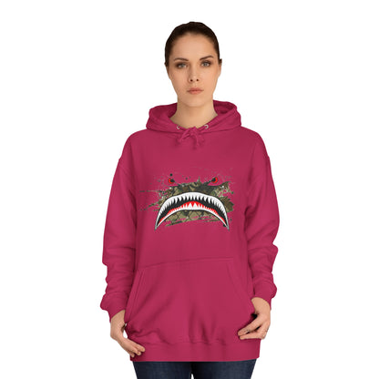 Sharks Teeth Nose Art Distressed Design Unisex College Hoodie - Funky Aviation