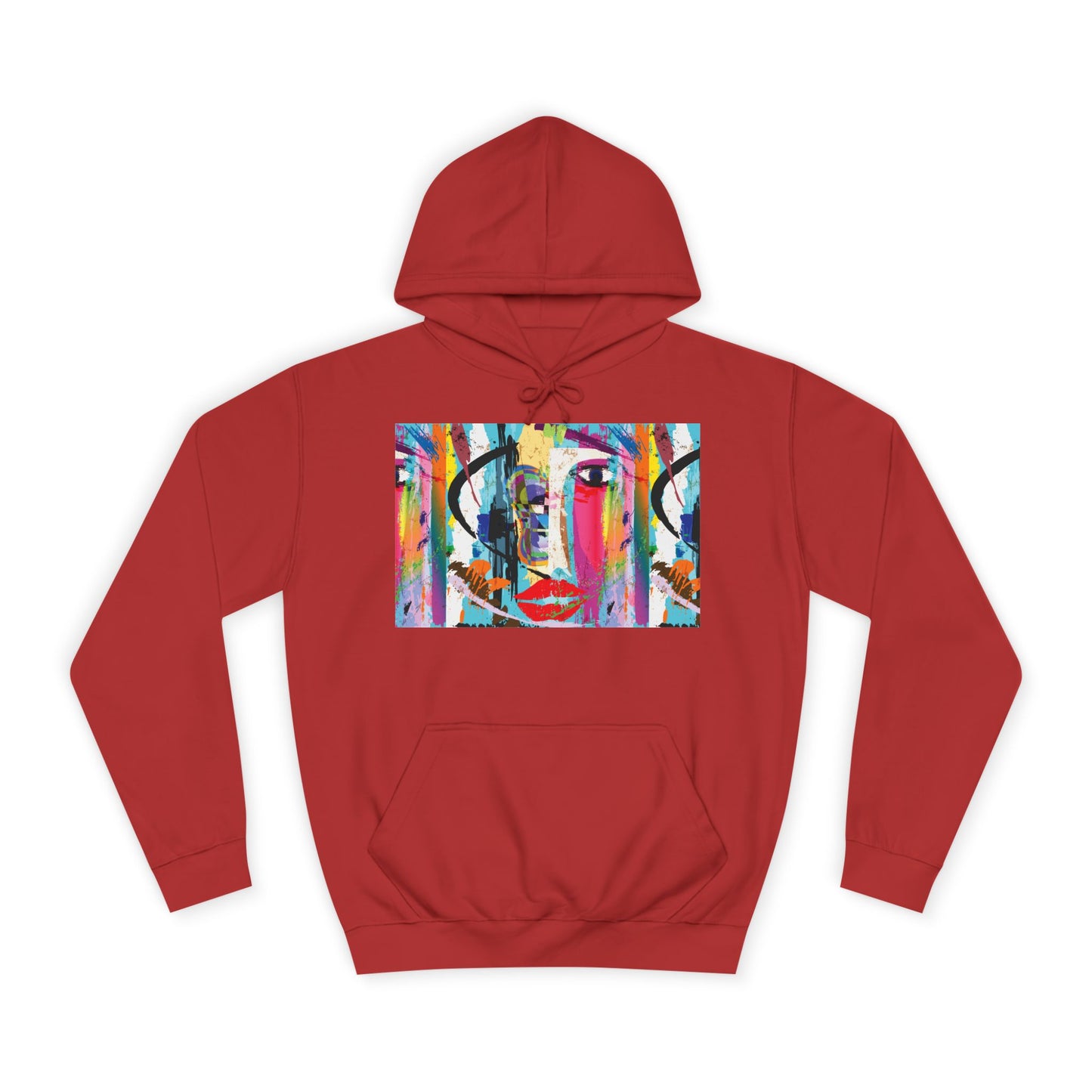 Abstract Colorful Face Hoodie — Vibrant Pop Art Graphic Pullover