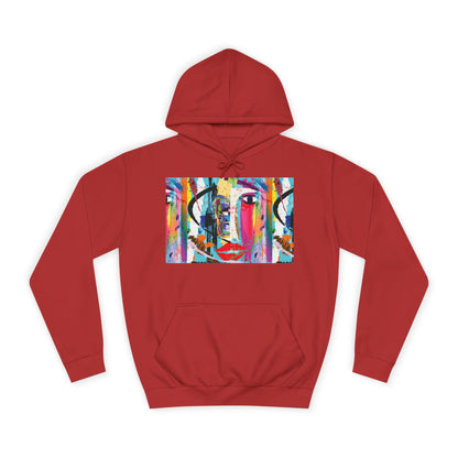 Abstract Colorful Face Hoodie — Vibrant Pop Art Graphic Pullover