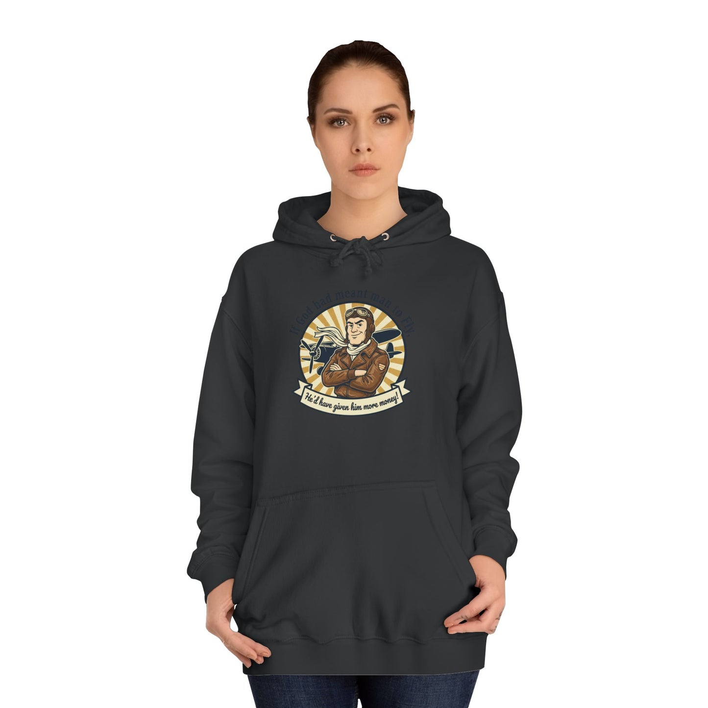 Aviator Retro College Hoodie — “I’ll Save You From The Storm” Vintage Pilot Graphic