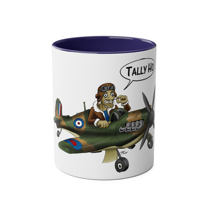 Tally Ho Spitfire Two-Tone Coffee Mugs, 11oz - Funky Aviation