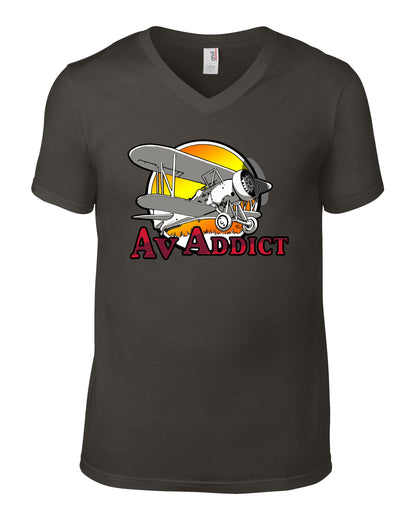 Aviation Addict Sun V-Neck T-Shirt - Funky Aviation