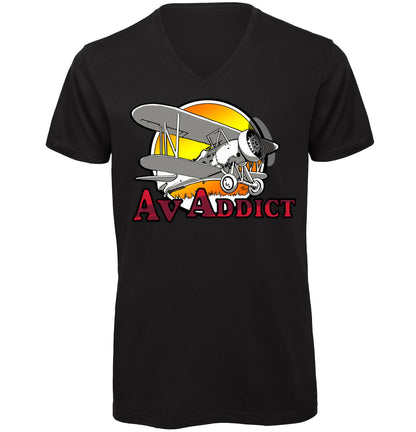 Aviation Addict Sun V-Neck T-Shirt - Funky Aviation