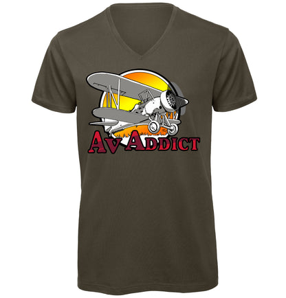 Aviation Addict Sun V-Neck T-Shirt - Funky Aviation