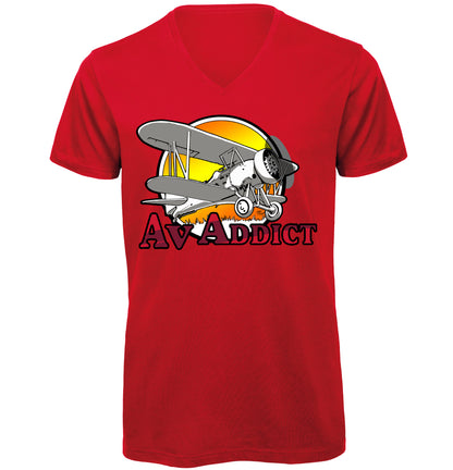 Aviation Addict Sun V-Neck T-Shirt - Funky Aviation